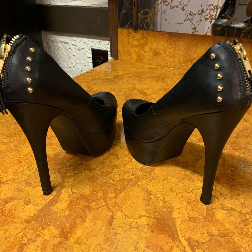 black platform high heels, comfortable - Picture 4 of 7